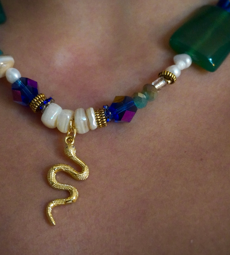 Snake Bead Pendant Necklace